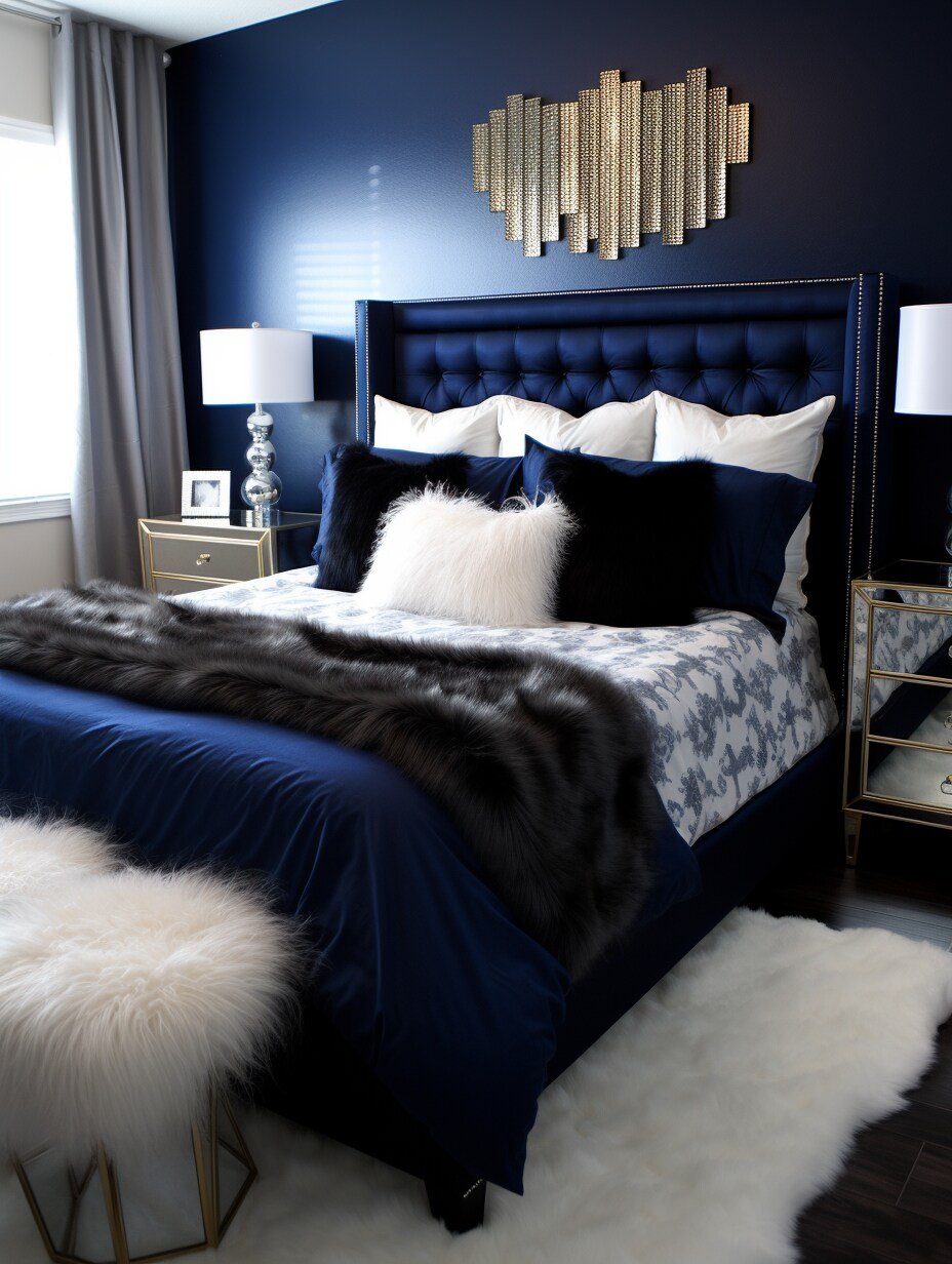 Navy - Royal Blue - Dark Blue Bedroom Design 10
