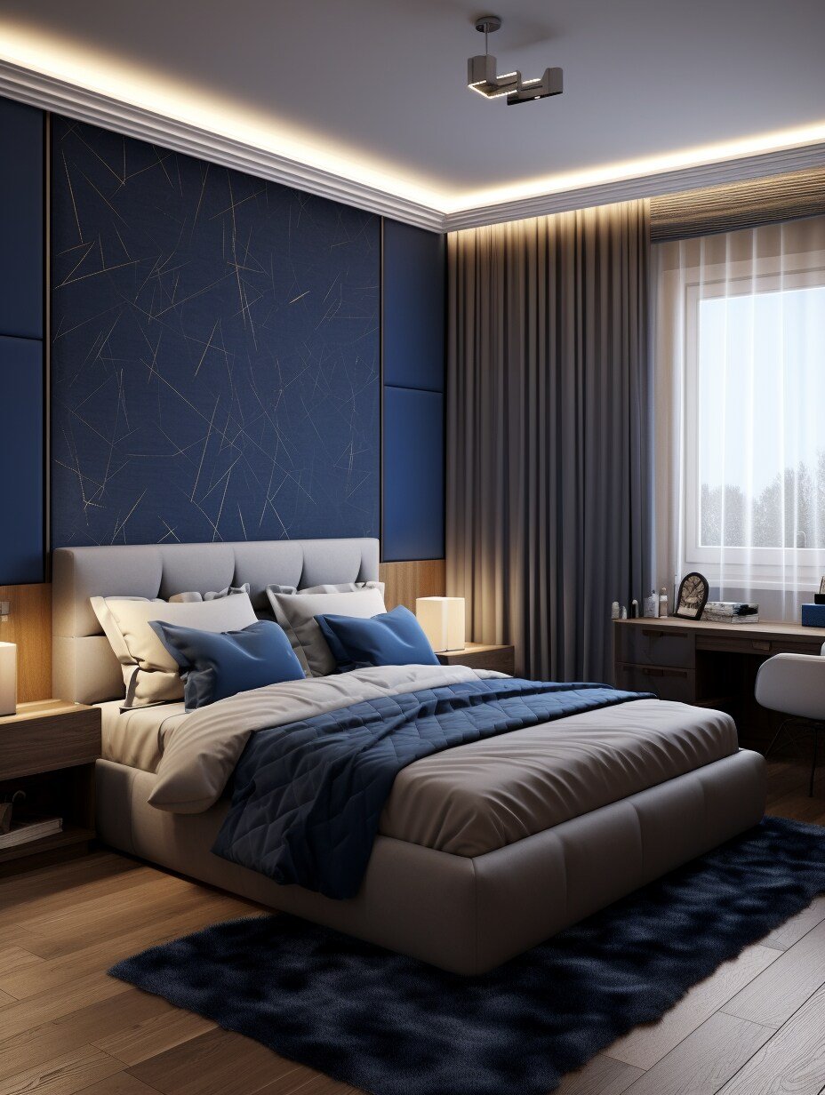 Navy - Royal Blue - Dark Blue Bedroom Design 9