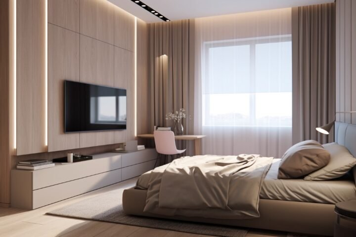 35 Small Bedroom Design Ideas With a TV for Couples - Softly Home