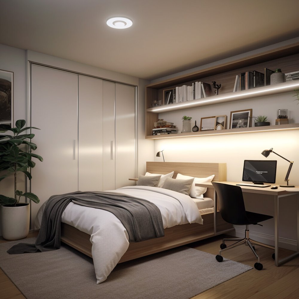 Small Bedroom With a Desk and a Closet 3