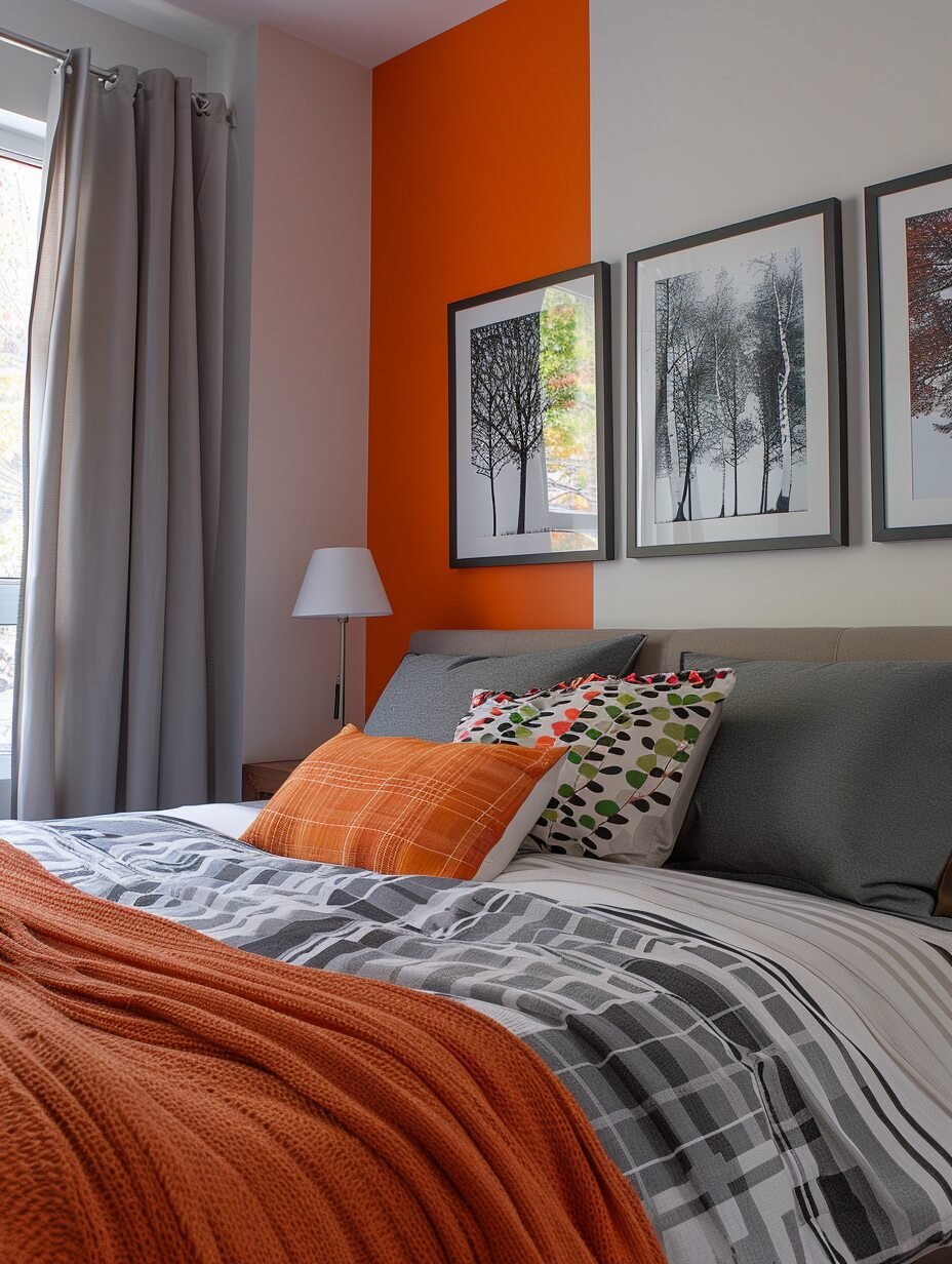 Small Grey Bedroom with Vibrant Color For Couples 4