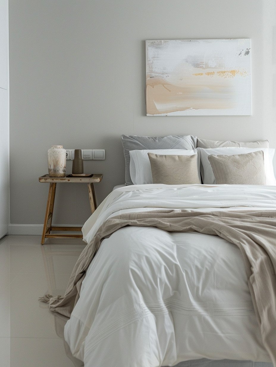 Small White Minimalist Bedroom for Woman 5