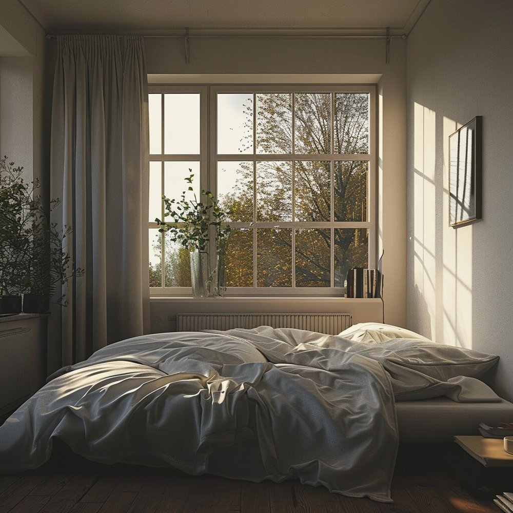 small bedroom with two windows 6