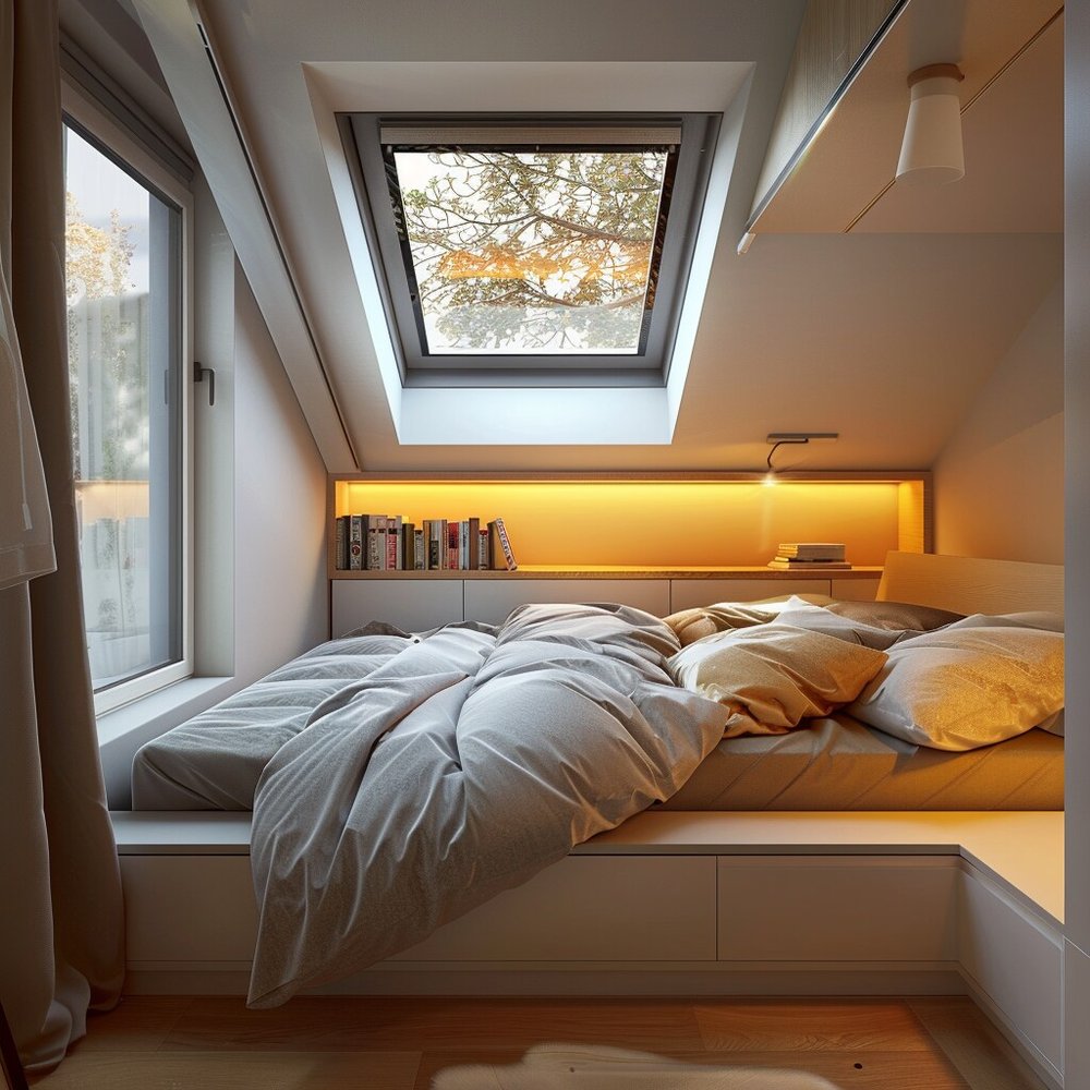 small bedroom with two windows 8