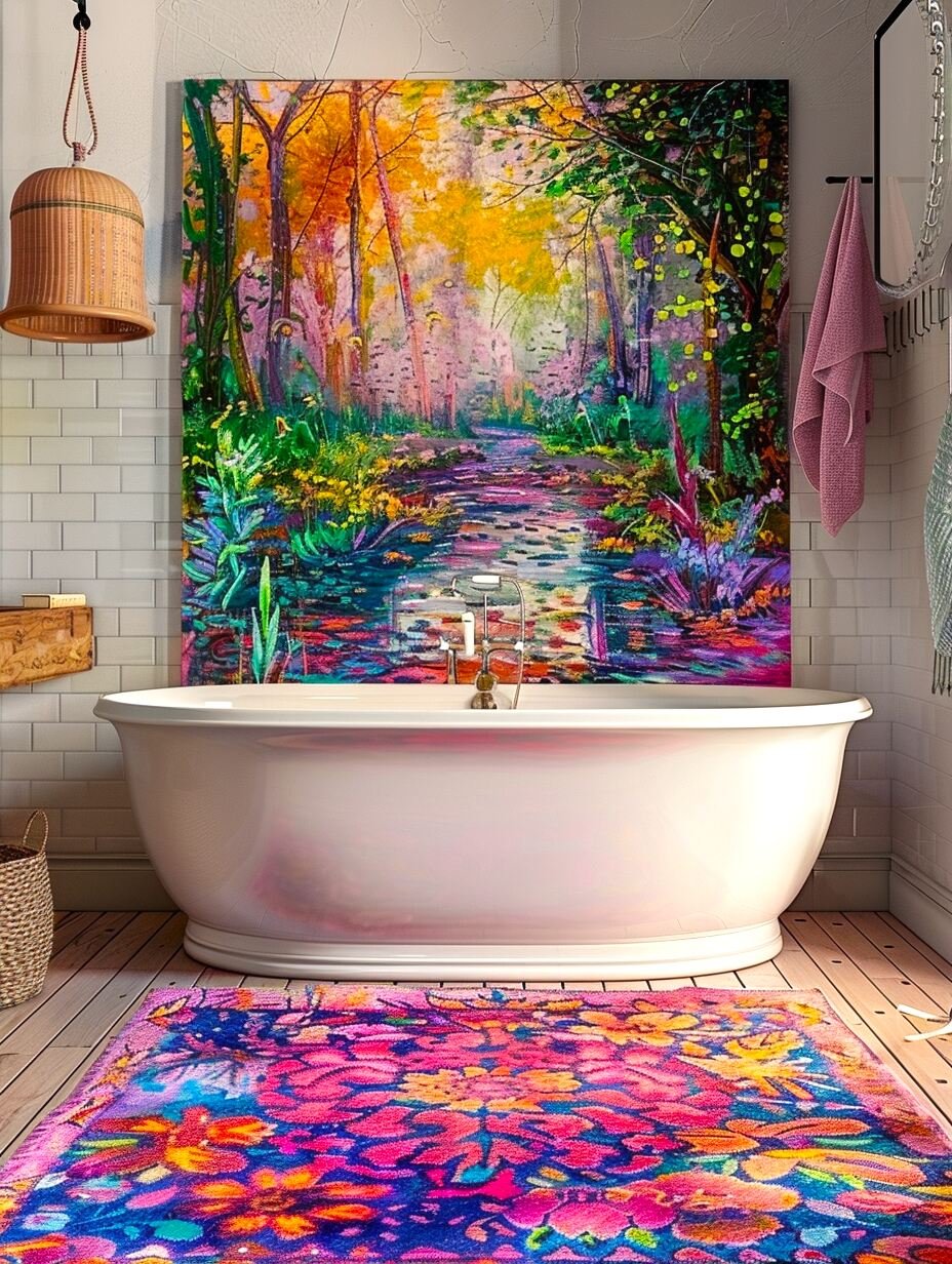 Boho Bathroom Wall Decor Idea with Paintings 2