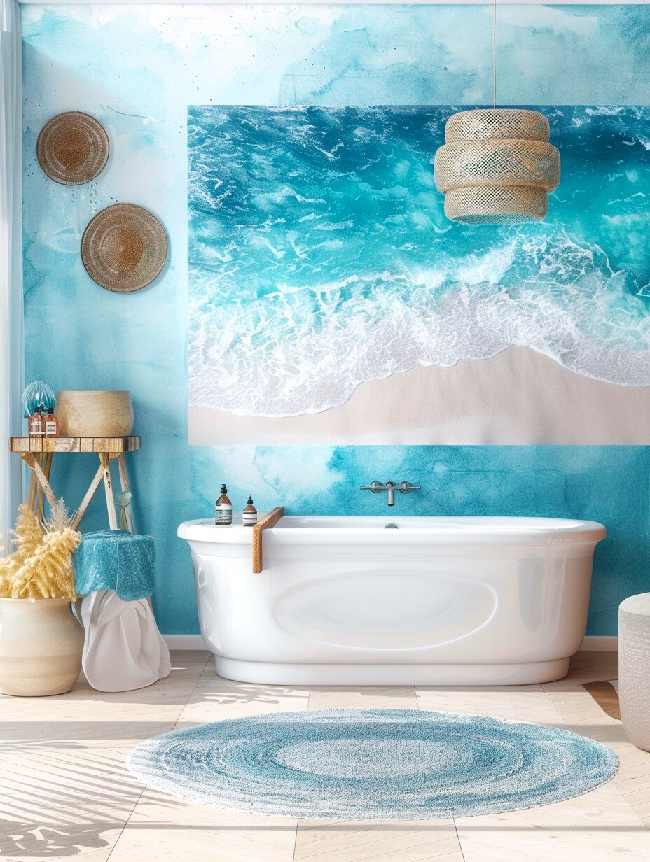 Boho Bathroom Wall Decor Idea with Paintings 4