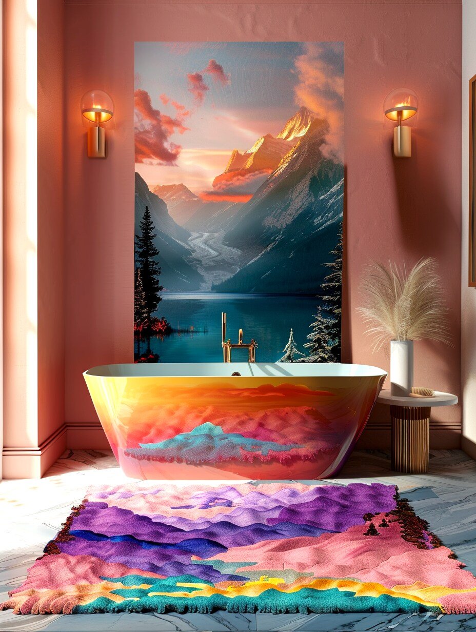 Boho Bathroom Wall Decor Idea with Paintings 9