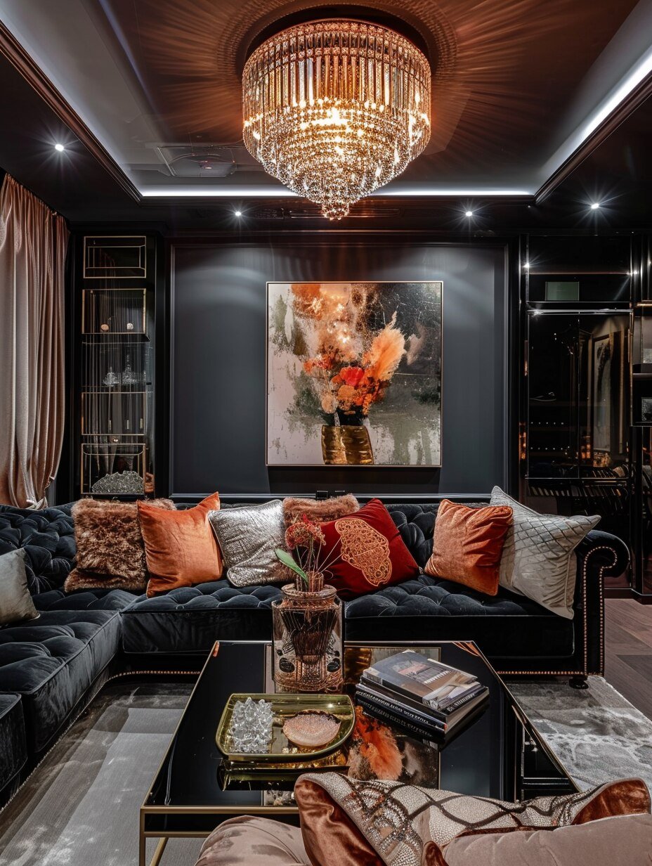 Small Black Modern Luxury Living Room Design 1