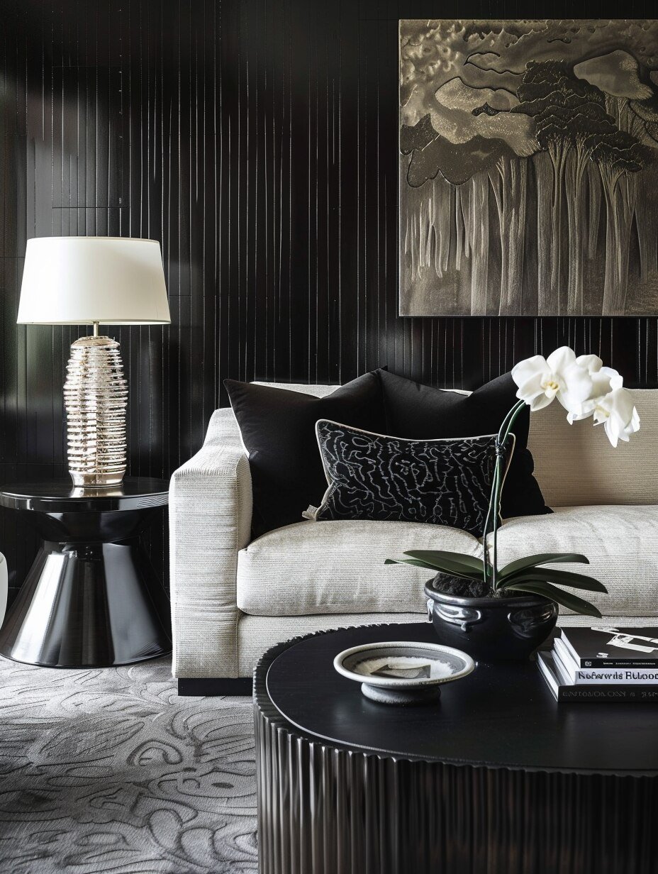 Small Black Modern Luxury Living Room Design 10