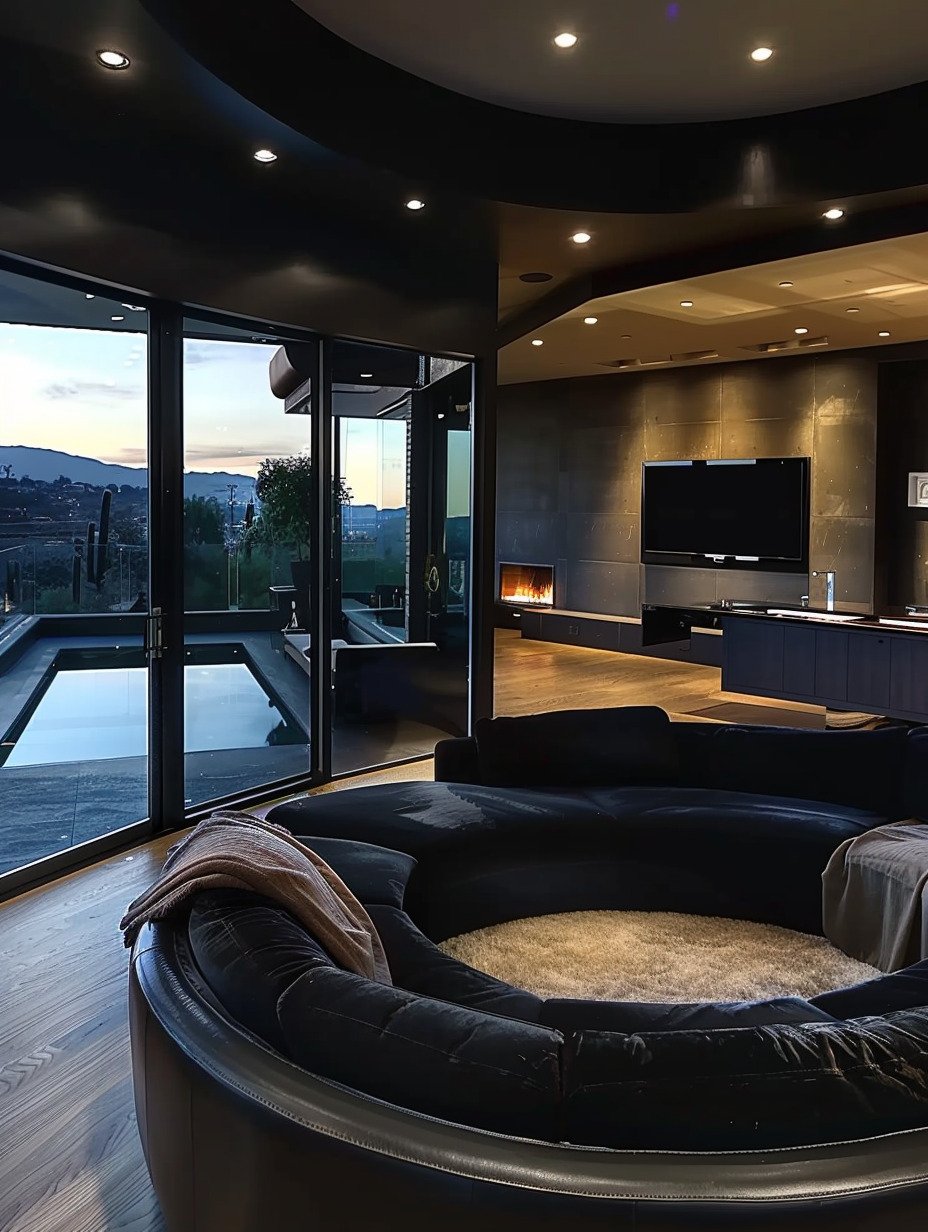 Small Black Modern Luxury Living Room Design 15