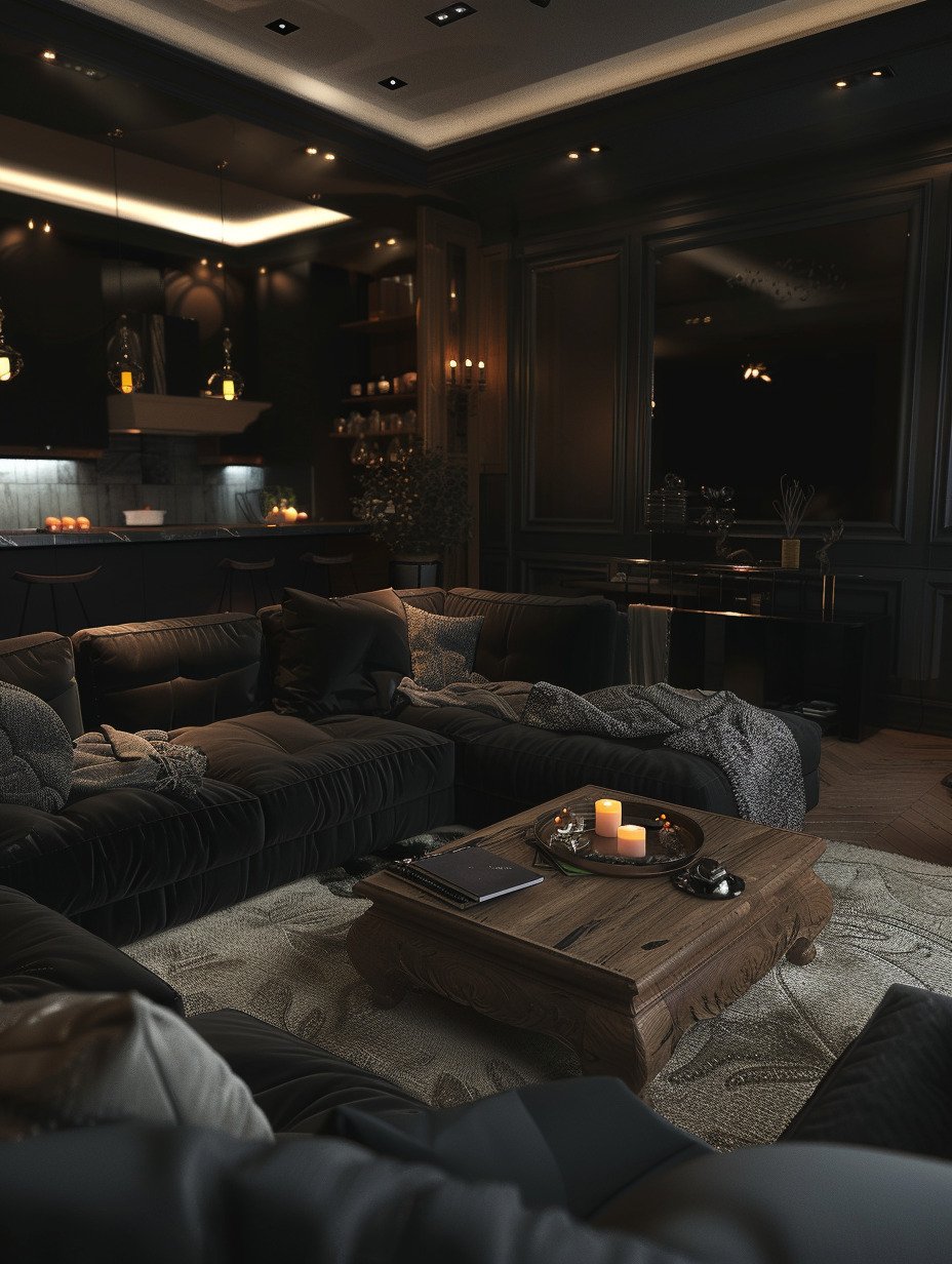 Small Black Modern Luxury Living Room Design 4