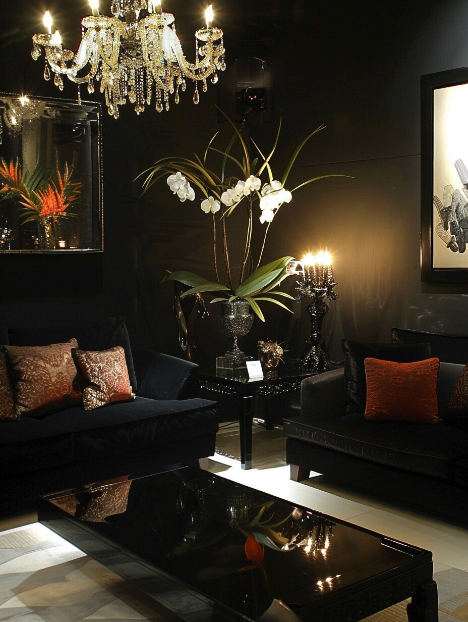 Small Black Modern Luxury Living Room Design 5