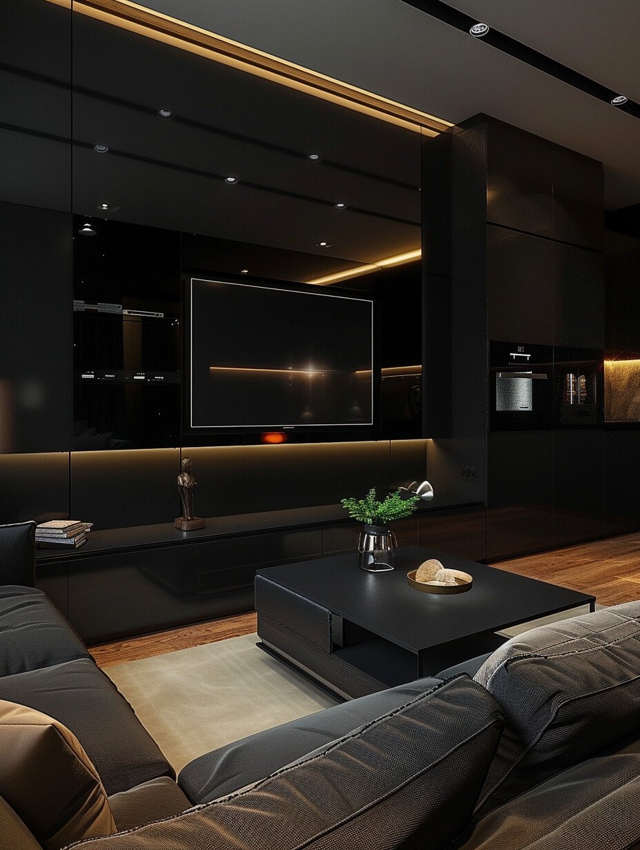 Small Black Modern Luxury Living Room Design 6