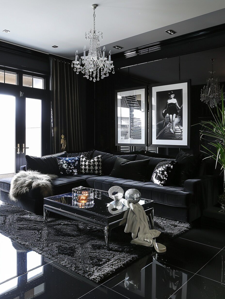 Small Black Modern Luxury Living Room Design 7