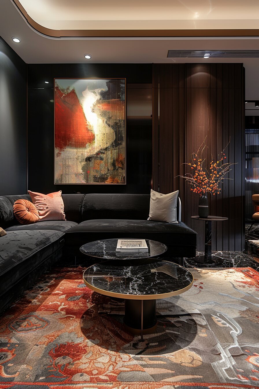 Small Black Modern Luxury Living Room Design 9