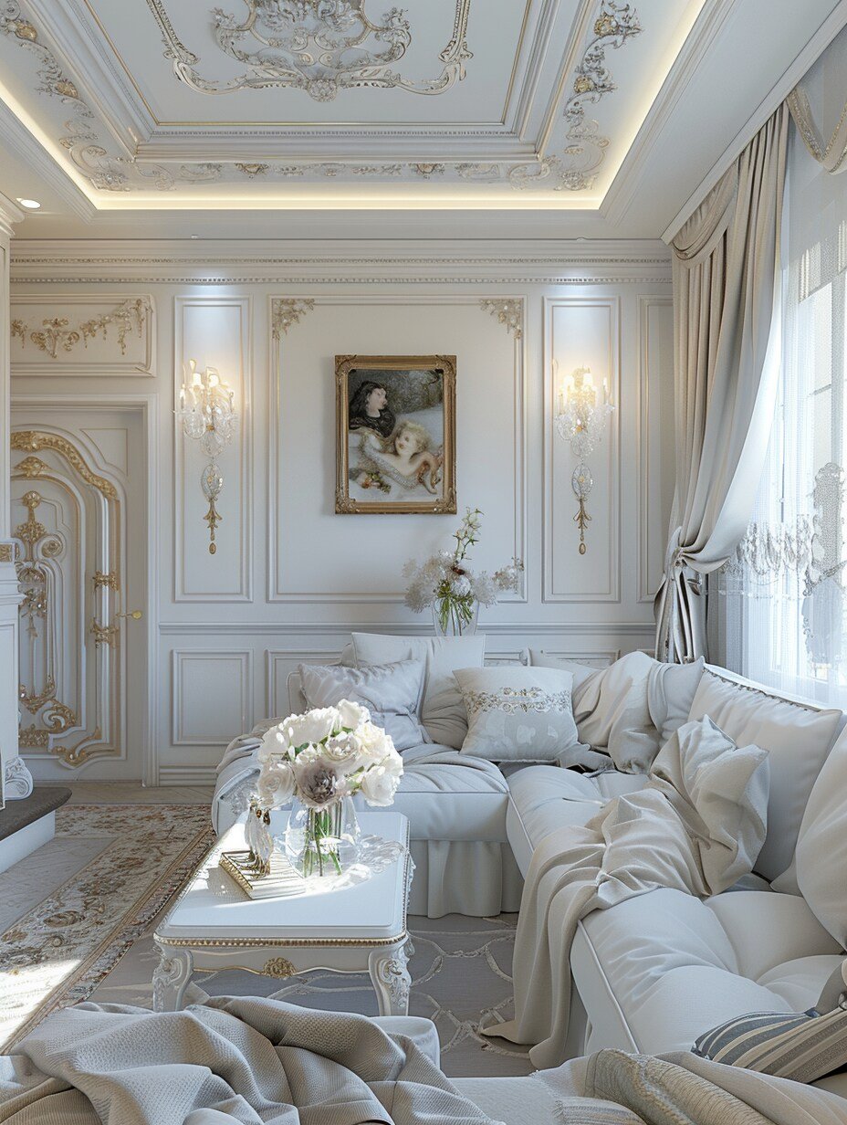 Small Modern Luxury White Living Room 10