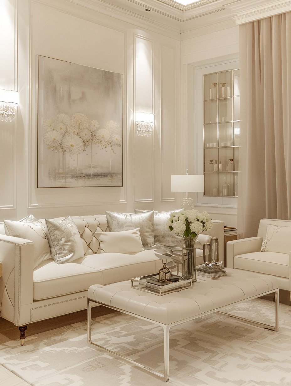 Small Modern Luxury White Living Room 15