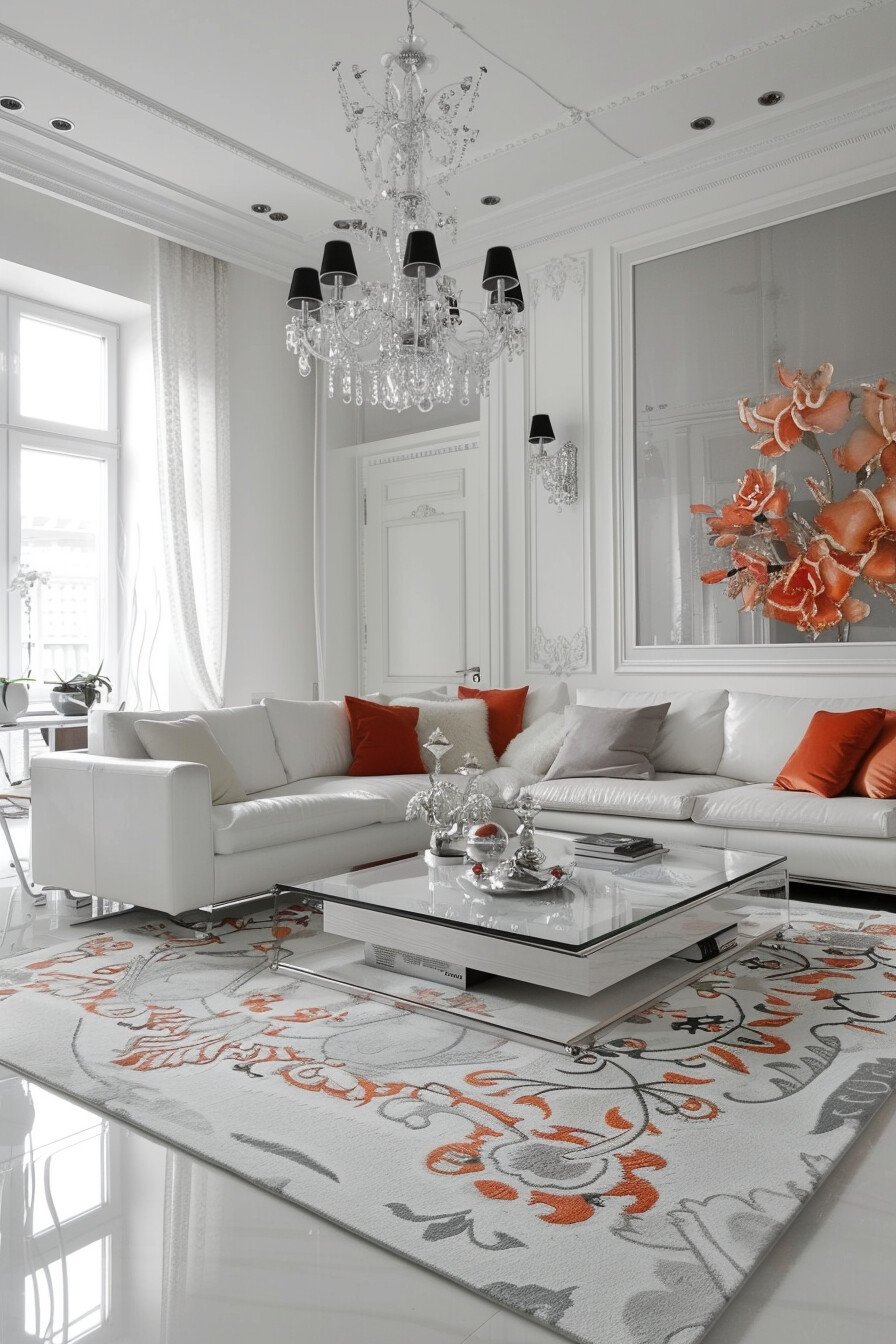 Small Modern Luxury White Living Room 16