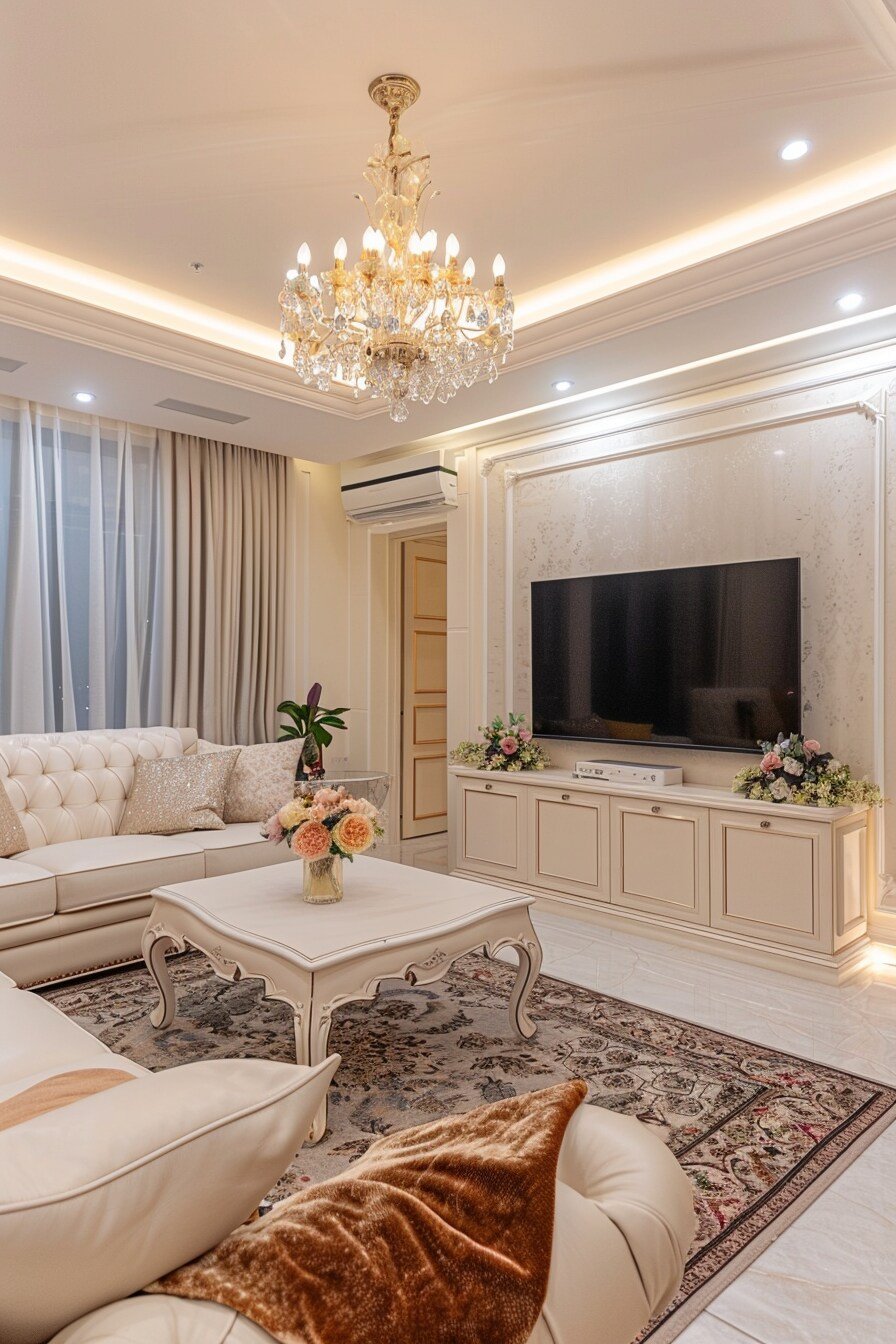 Small Modern Luxury White Living Room 17