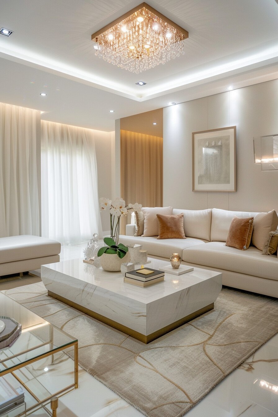 Small Modern Luxury White Living Room 18