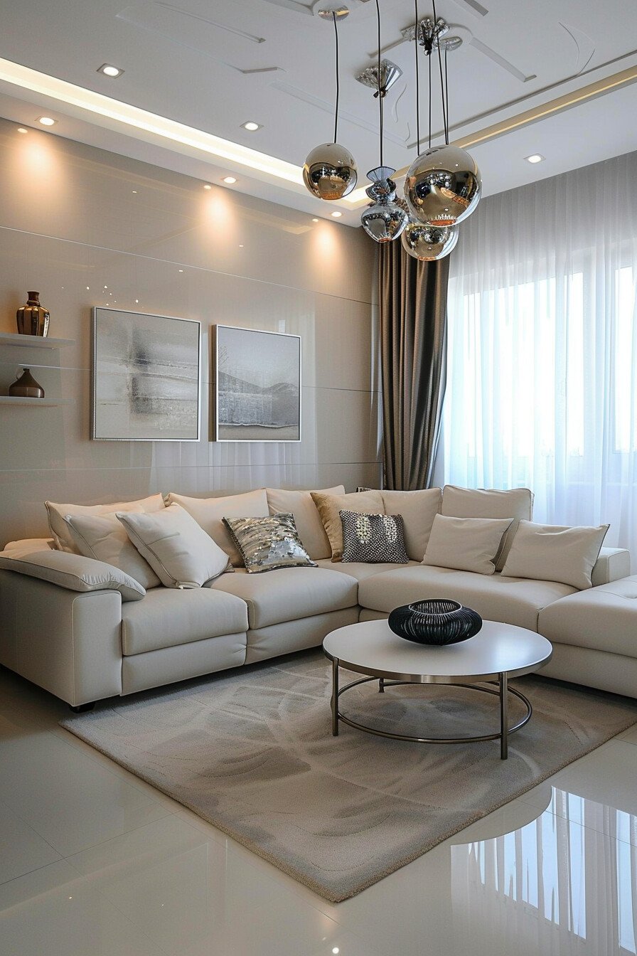 Small Modern Luxury White Living Room 20