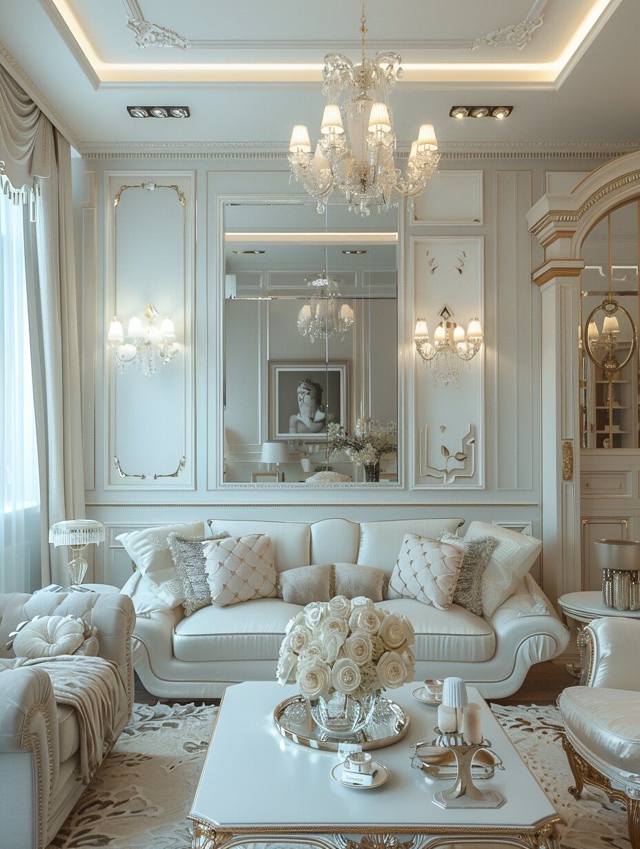 Small Modern Luxury White Living Room 5
