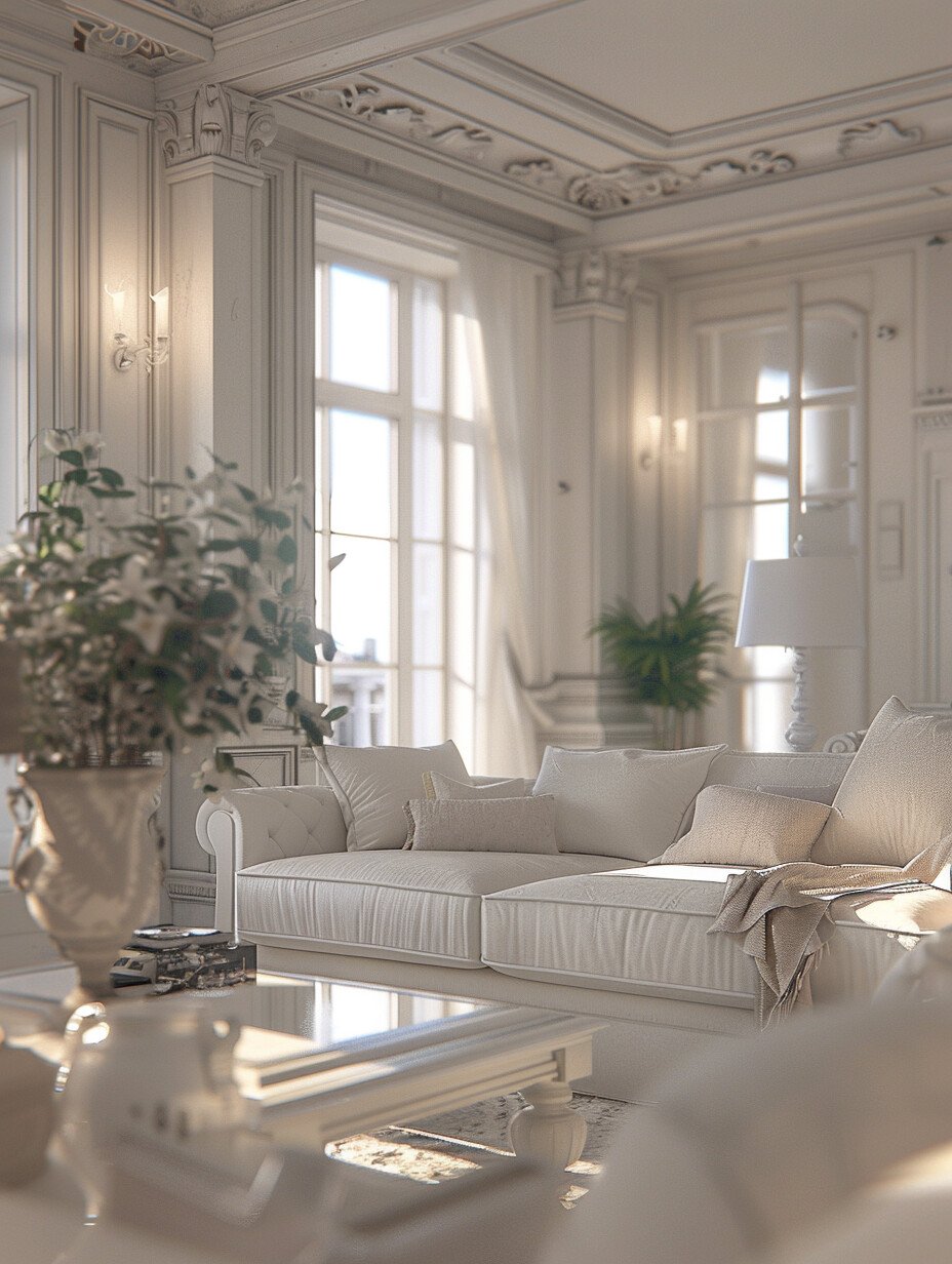 Small Modern Luxury White Living Room 9