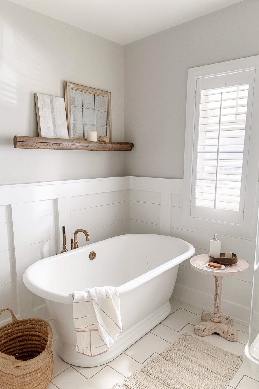 Farmhouse small bathroom ideas with tub 10