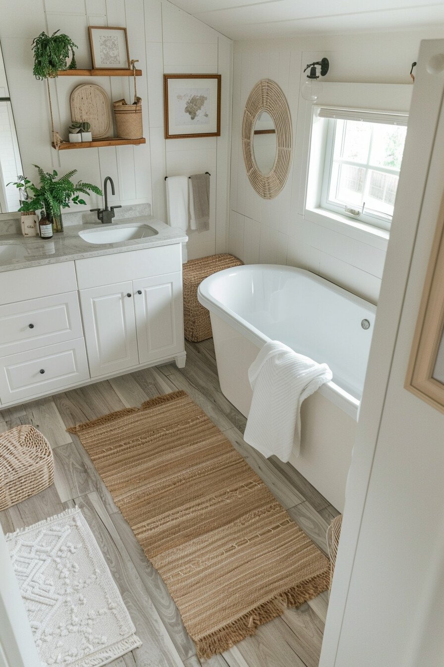 Farmhouse small bathroom ideas with tub 3