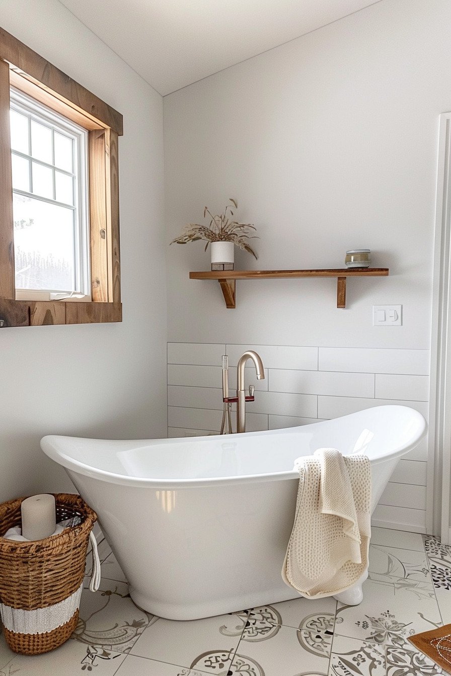 Farmhouse small bathroom ideas with tub 9